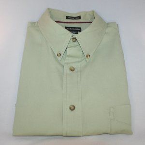 St. Johns Bay Fine Line Twill Short Sleeve Shirt XL Light Green